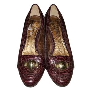 Sam Edelman Wine Python Snakeskin Yoanna Heels 8.5